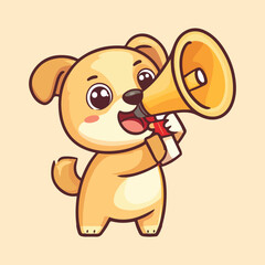 Cute cartoon Dog Holding Megaphone vector illustration 