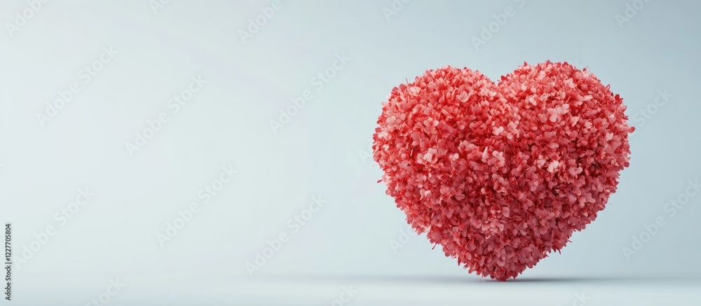 Poster red heart shape symbolizing love and romance with minimal background space for personalized text or 