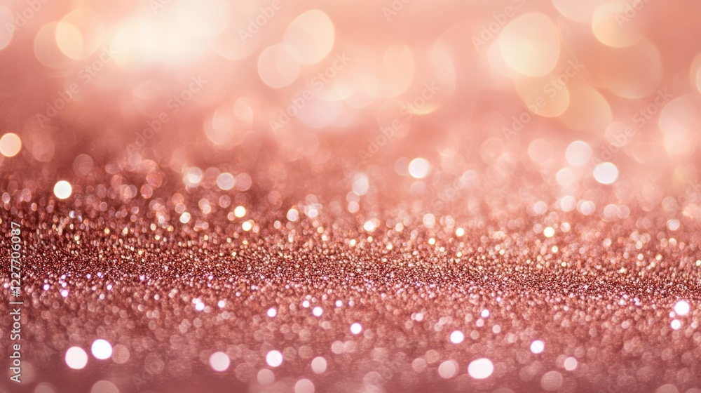 Poster Rose gold bokeh lights creating an elegant background with shimmering effects suitable for text overlays and festive themes