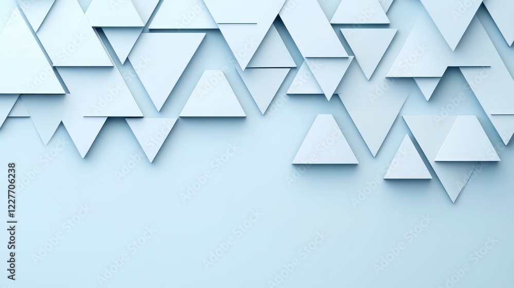 Poster abstract background with many light blue triangles of varying sizes, creating a textured, geometric 