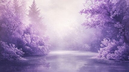 Tranquil landscape featuring serene pastel purple and lavender hues for a calming and relaxing atmosphere.