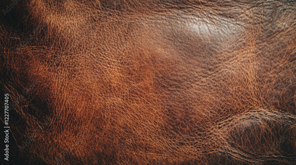Poster Rich brown leather texture of a sleek minimal wallet displayed on a clean white background highlighting its elegant design and quality craftsmanship