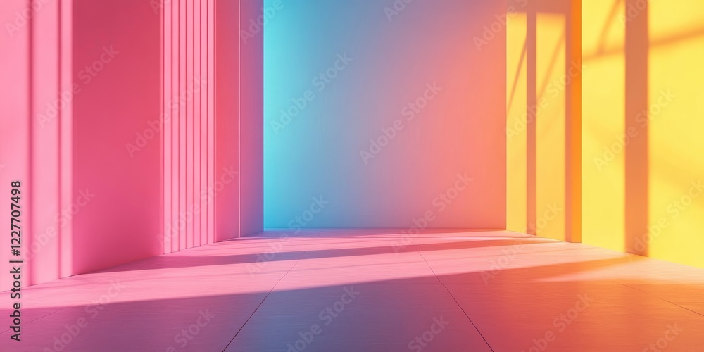 Aufkleber Sophisticated modern analysis room with elegant gradient walls and gentle shadow effects offering ample empty space for text or graphics.