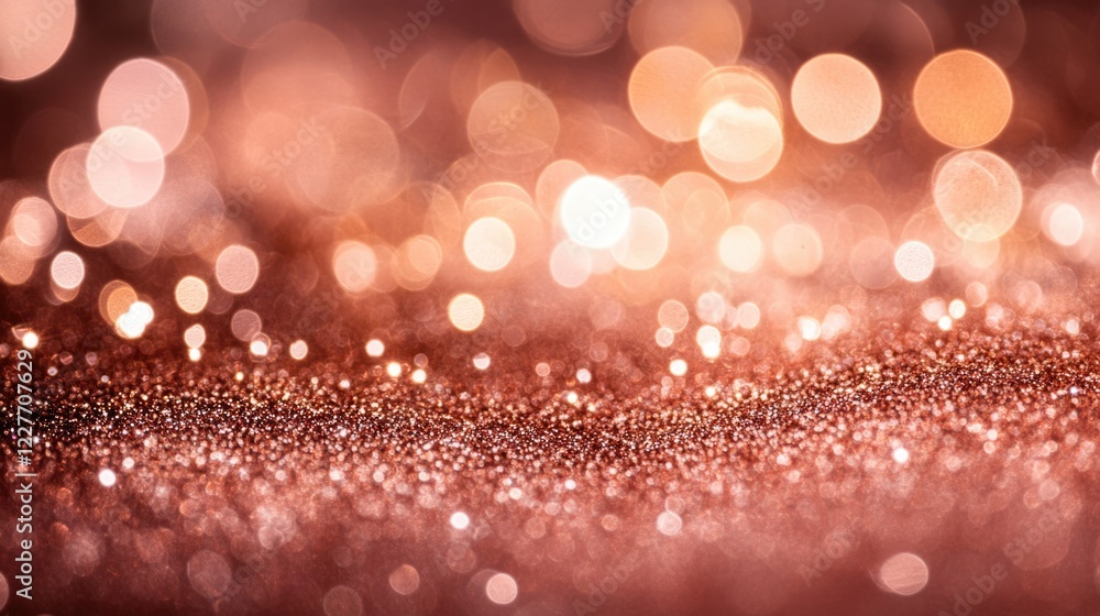 Aufkleber Rose gold sparkling bokeh lights creating a dreamy background with space for design elements or text insertion.