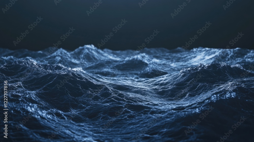 Poster dark blue abstract ocean waves background with dynamic movement and texture ideal for use in creativ