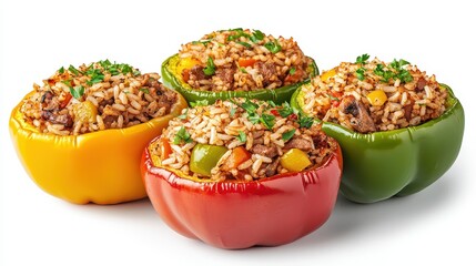 Colorful Stuffed Bell Peppers Filled with Savory Rice and Meat Mixture