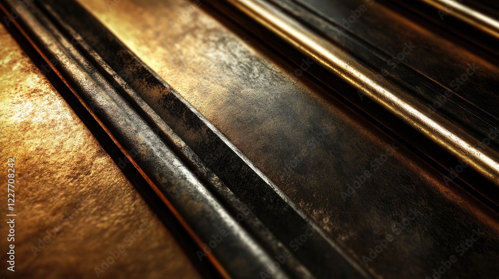 Poster Sleek metallic surfaces with rich overlapping dark tones highlighting texture and depth in a contemporary design aesthetic
