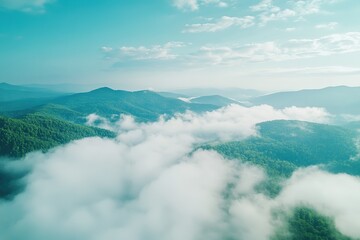 Fototapeta premium Misty mountain landscape serene and tranquil