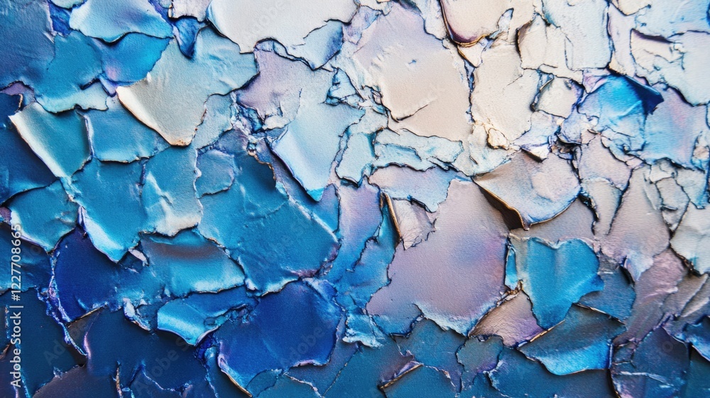 Poster silvery sapphire metallic texture with colorful peeling layers for abstract background or artistic d