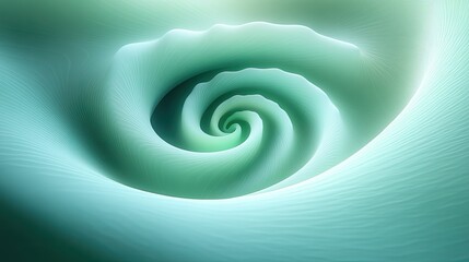 Abstract spiral design in soothing green tones, evoking a sense of calm and tranquility