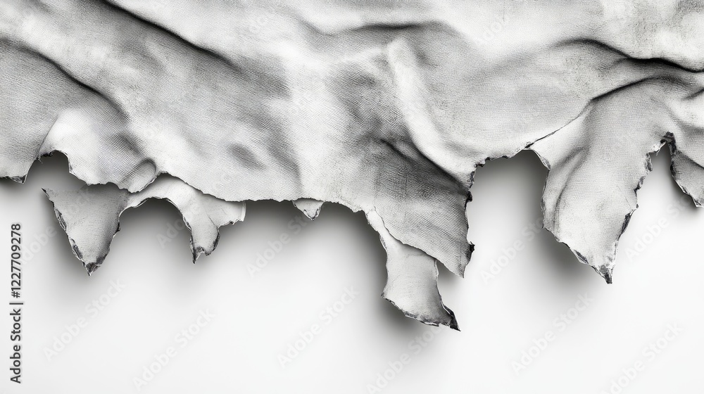 Poster realistic ragged paper edges on a smooth white background creating a textured and artistic compositi