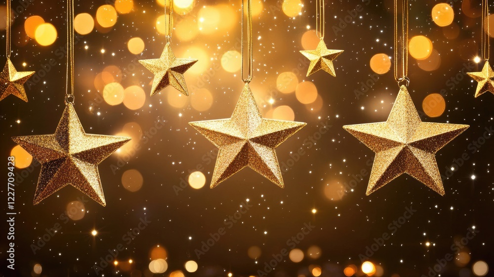 Poster elegant gold backdrop with shimmering stars and bokeh lights creating a sophisticated starry night a