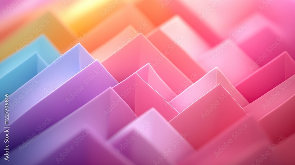 Poster abstract image of pastel colored paper arranged in a wave pattern. soft lighting creates a gentle, h