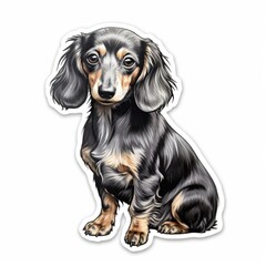 Charming Black and Tan Dachshund Sitting Gracefully on White Background