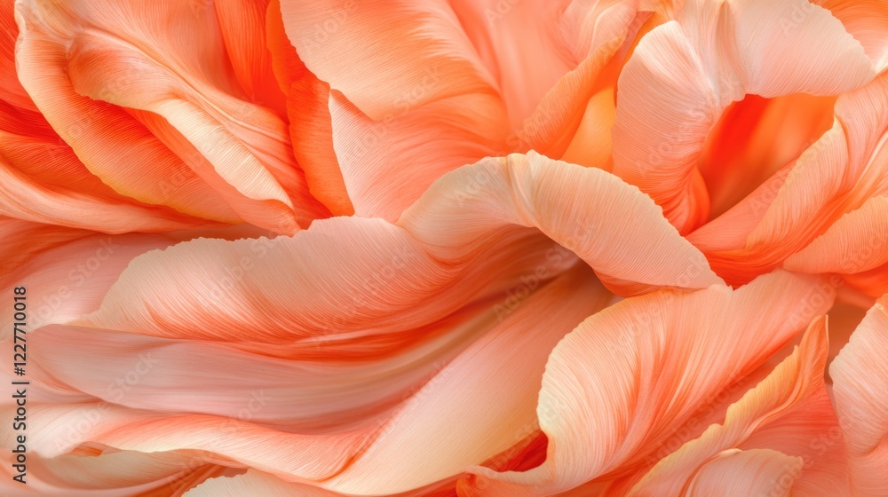 Poster vibrant orange tulip petals in close-up with soft focus and ample empty space for text overlay or de