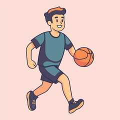 boy playing basketball vector illustration 