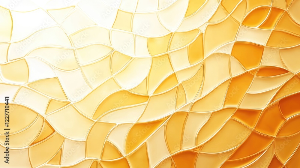 Aufkleber Elegant gold and yellow abstract mosaic tile texture with smooth wavy patterns ideal for backgrounds and design projects.