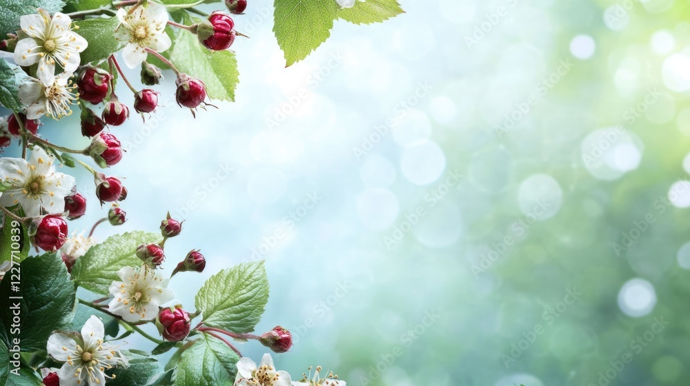 Poster bramble flowers in bloom with soft background and empty space for text ideal for nature-themed desig