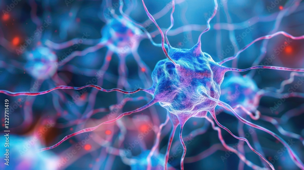 Aufkleber colorful neurons interconnected in a vibrant abstract representation of neural activity