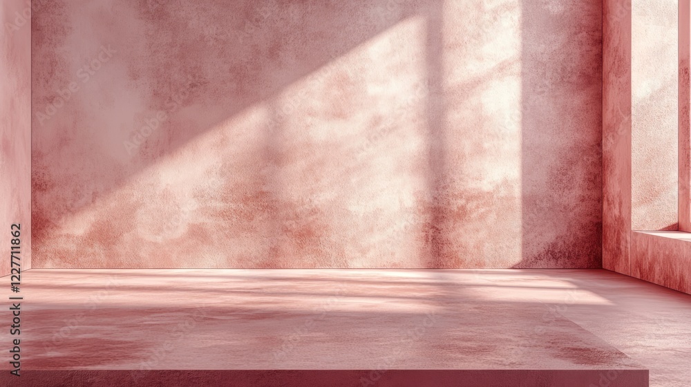 Poster rose gold minimalist studio interior with concrete walls and floor ideal for elegant product display
