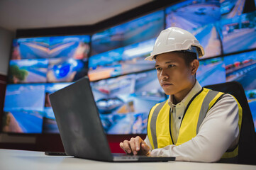 A technician is stressed out installing a CCTV system in an industrial plant.
