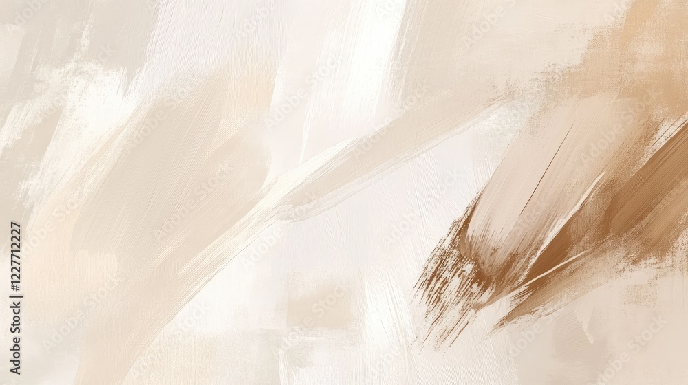 Poster serene abstract artwork showcasing soft ivory and beige brushstrokes blending harmoniously for a cal