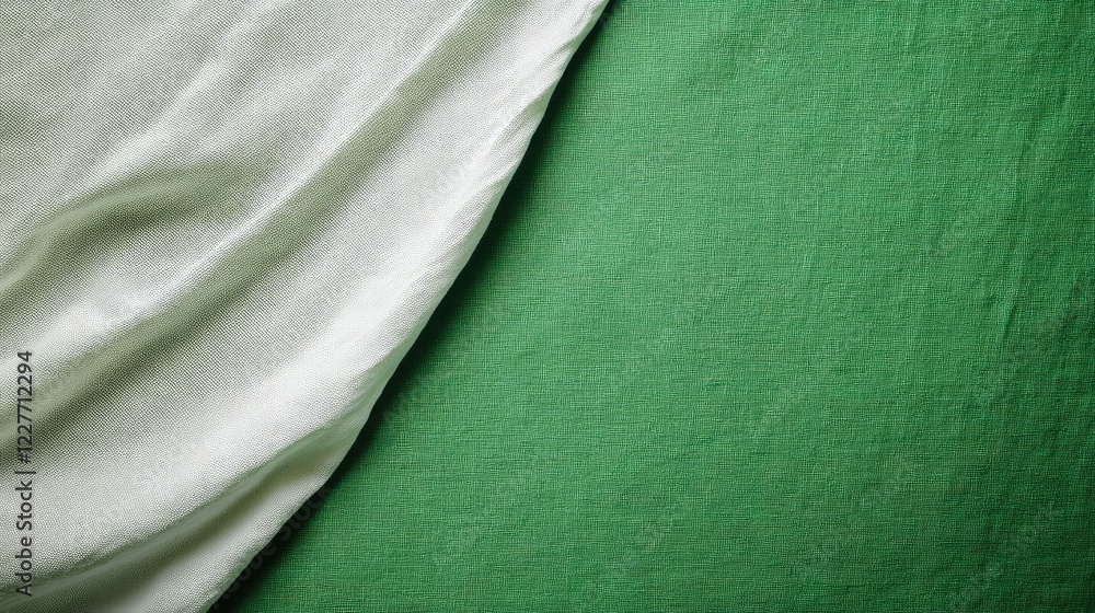 Poster mockup of a plain white t-shirt draped on a vibrant green background showcasing a minimalist and mod