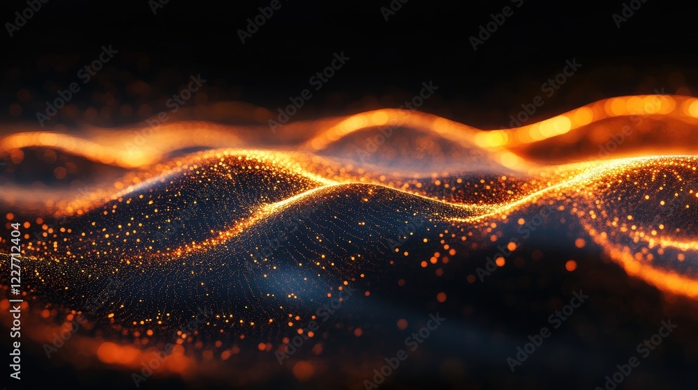 Aufkleber abstract digital art showcasing luminous energy waves with intricate patterns and vibrant colors on 