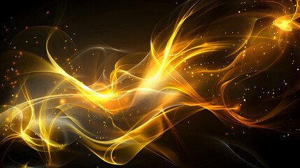Abstract swirling golden light on a dark background, evoking energy and movement.