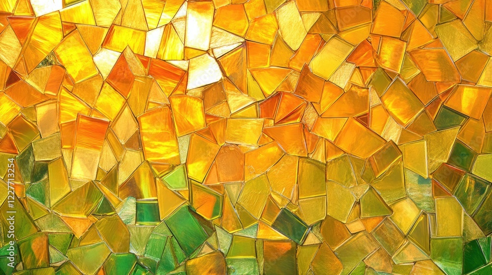 Poster golden yellow abstract mosaic tile background with shimmering textures and vibrant colors perfect fo