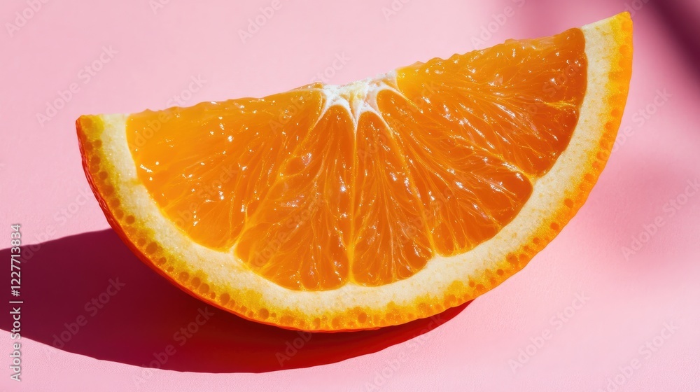 Aufkleber vivid orange slice displayed on a soft pink background capturing freshness and brightness for culina