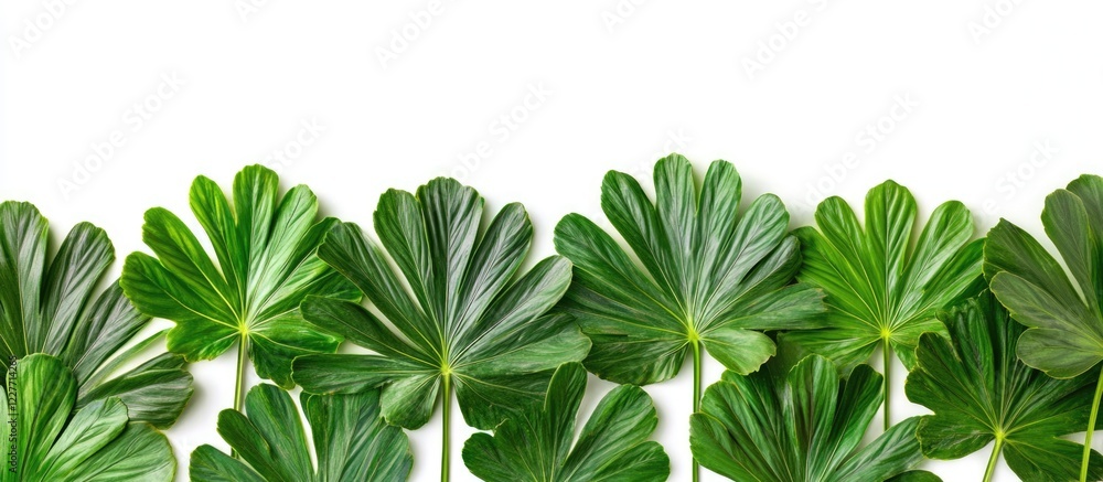Poster tropical palm leaf close up with soft focus isolated on white background ideal for vibrant nature an