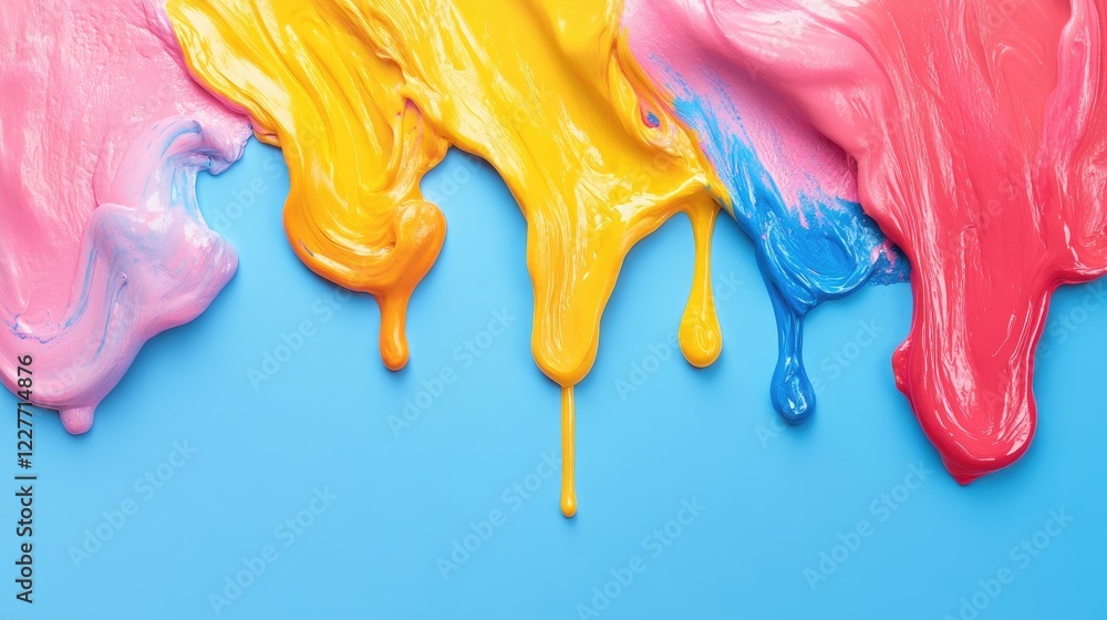 Poster colorful paint drips background for banners with liquid wave effect and copy space for text on vibra