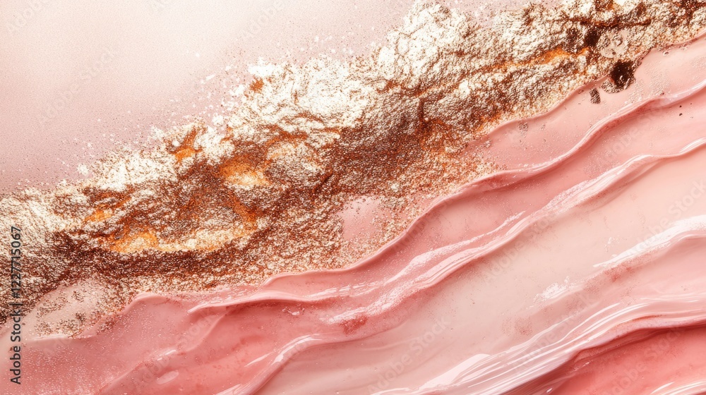 Poster elegant rose gold and pink abstract wave with textured layers for modern design background