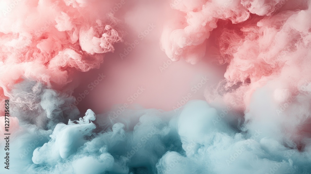 Aufkleber soft pink and blue cloudy studio background with negative space for text overlay and creative design