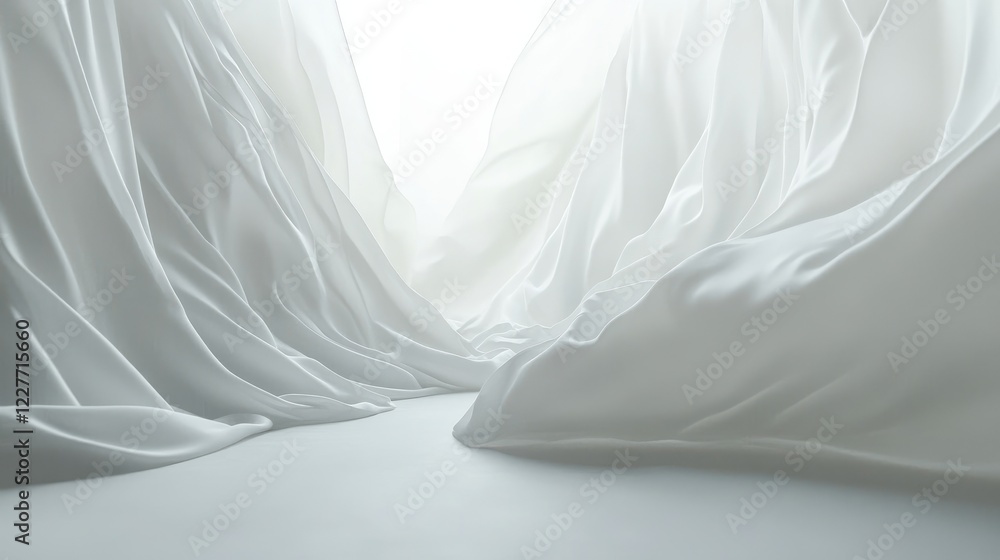 Aufkleber elegant studio background with soft white drapery creating a serene and minimalist atmosphere for ph