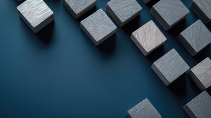 Recruitment Concept with Light Gray Wooden Blocks on Dark Blue Background Suitable for Text and Copy Space