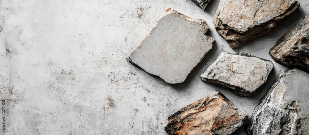 Poster stone slabs placed on a neutral background with ample empty space for text and design elements for c