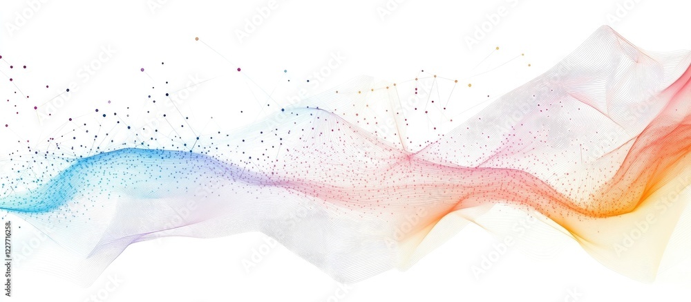 Poster vibrant abstract wave with colorful flowing lines and dots creating a dynamic background design for 