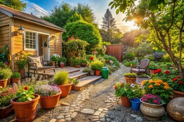 Fototapeta premium Budget-Friendly Home Renovation: DIY Landscape Makeover Ideas