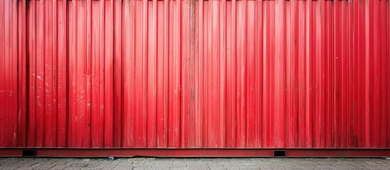 Vibrant red corrugated metal container wall providing ample space for text or branding in industrial and commercial designs