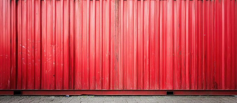 Vibrant red corrugated metal container wall providing ample space for text or branding in industrial and commercial designs
