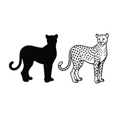 Fototapeta premium cheetah isolated silhouette and line art vector