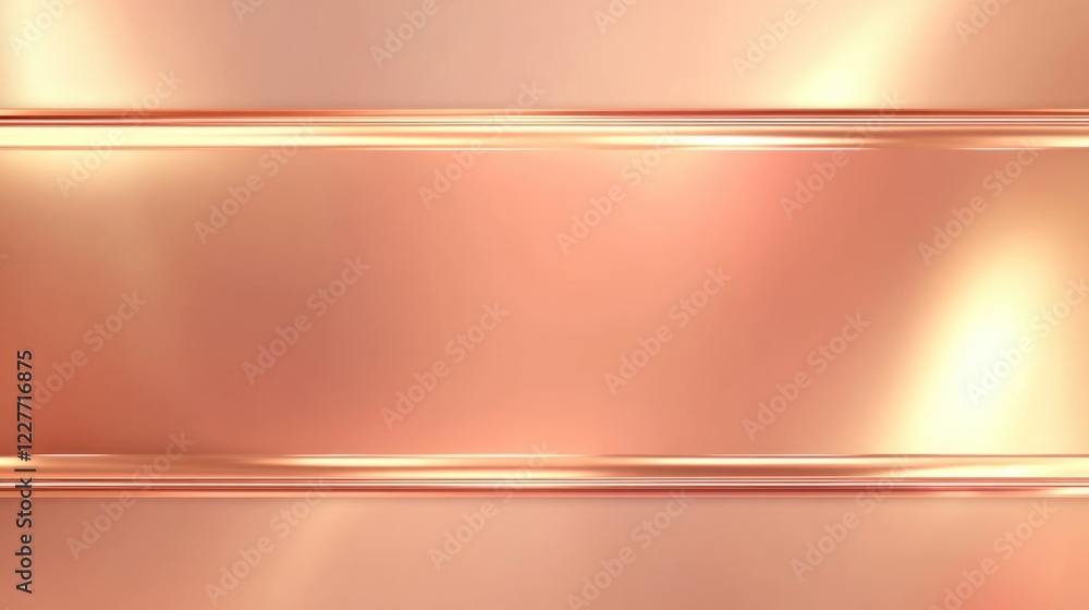 Poster elegant rose gold background with illuminated horizontal banner for branding or design use. ideal fo