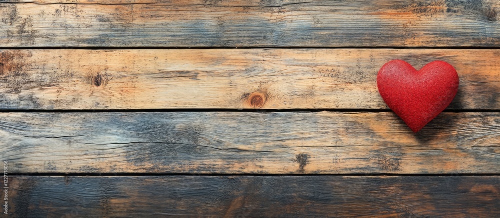 Poster red heart on rustic wooden floor thanksgiving theme with blank space for adding your personal messag