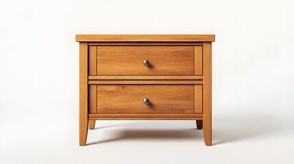 24. A wooden nightstand with drawers and a polished finish, set against a white background
