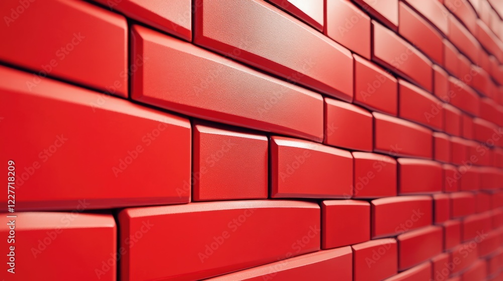 Poster bright red stack bond brick wall texture with horizontal orientation and ample copyspace for creativ