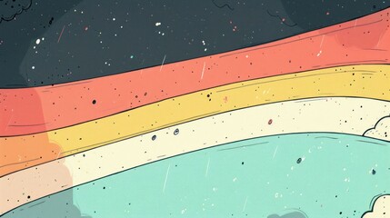 Naklejka premium Colorful abstract landscape with layered stripes and textured background, evoking a whimsical atmosphere