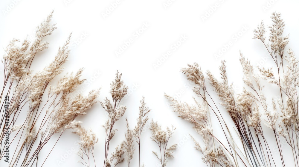 Poster spring landscape design with steppe grass on white background ideal for nature-themed projects and t