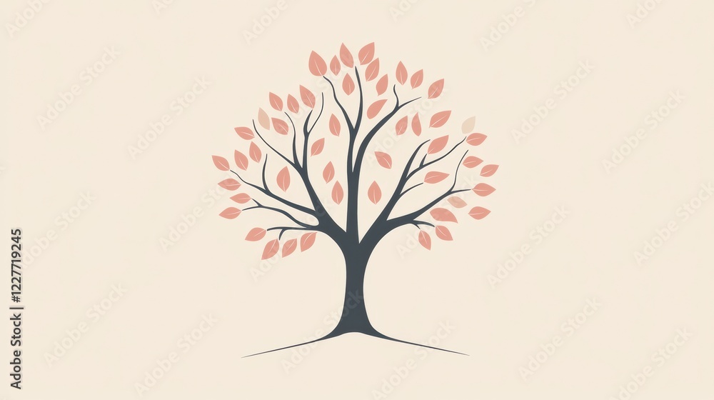 Leinwandbilder creative tree icon featuring branches and leaves in a minimalist design suitable for different uses 
